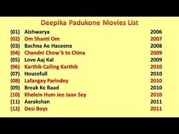 Deepika Padukone Movies List Youtube