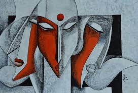 3 Face Expression As Modern Art With Acrylic Color