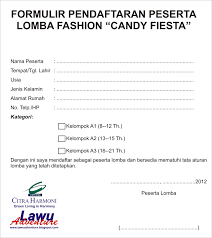 Contoh Formulir Pendaftaran Lomba Dalam Bahasa Inggris Materi Pelajaran 7