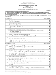 Barem, simulare, 2019, matematica, subiecte, clasa 7 Barem Bac Toamna 2019 Subiecte Matematica Stiintele Naturii