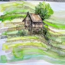 Sapa Rice Terraces In 2021 Landscape Paintings Travel Sketches Landscape