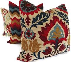 Blue And Red Floral Medallion Decorative Pillow Cover Square Eurosham And Lumbar Pillow T Floral Pillow Cover Blue Living Room Decor Decorative Pillow Covers