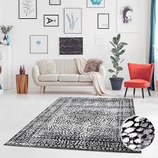 Der hat nichts mit dem roten netto zu tun und hat ein eigenes sortiment. Teppich Flachflor Wohnzimmer Modern Klassisch Maander Muster Schwarz Weiss Gepunktet Myshop24