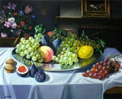 Nature Morte Raisins Figues Nature Art Table Decorations
