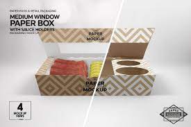 Download Paper Window Sushi Box Medium Mockup Box Mockup Free Packaging Mockup Paper Box