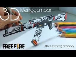 Menggambar 3d Ak47 Flaming Dragon Youtube Di 2020 Gambar Cat Air Gambar Manga