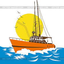 Check spelling or type a new query. Fishing Boat At Sea Vector Clipart
