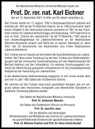 Traueranzeigen von Prof. Dr. rer. nat. Karl Eichner