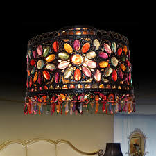 Semi Flush Mount Tiffany Ceiling Lights Wrought Iron Fixture