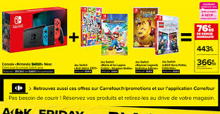 black friday carrefour switch console 4 jeux 366 50