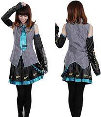 Amazon.com: Full Set Vocaloid Hatsune Miku Cosplay Costume Outfits Anime  Cosplay Harajuku Costumes (XXL) Grey : Clothing, Shoes & Jewelry