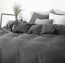 This duvet cover will last eternity! Dark Linen Duvet Cover With Knot Ties Grey Comforter Bedroom Bed Linens Luxury Grey Duvet