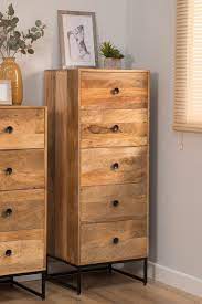 Light Mango Wood Industrial Tallboy Tall Chest Of Drawers Casa Bella Furniture Industrial Bedroom Furniture Wood Bedroom Furniture Tallboy Chest Of Drawers
