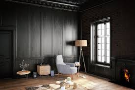 = love seat and black and white art wall. 60 Black Interior Design Ideas Black Room Designs Home Stratosphere
