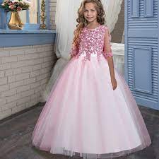 2022 Summer Pink Bridesmaid Dress Kids Dresses For Girls Children Costume  Princess Girl Party White Wedding Dress Long Sleeve|Dresses| - AliExpress