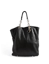 Christian Dior Sac Cabas 38cm En Cuir Agneau Tresse Noir Double Anse D Epaule Retenues Par Des Chaines En Metal Argente Dont Une Rete Christian Dior Dior Mode