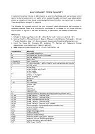 Abbreviations In Clinical Optometry C S