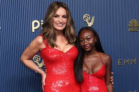 Mariska Hargitay in a red sequin gown at the 2026 Emmy Awards