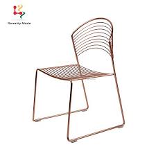 Metal style dining chairs, suitable for indoor and outdoor environments such as dining room, restaurant, and patio. Modern Furniture Rose Gold Metal Wire Dining Chairs For Cafe China Metal Wire Chair Rose Gold Metal Chair Made In China Com
