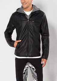 Marled Layer Faux Leather Jacket