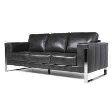 10% coupon applied at checkout save 10% with coupon. Maklaine Leather Sofa With Metal Leg In Grey M 4960 1953245