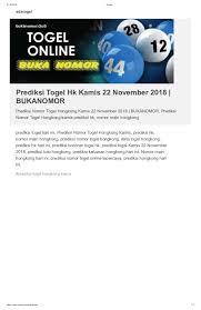 Nomor result hk tersebut, kemudian akan di susun ke dalam sebuah tabel data hk 2021. Calameo Prediksi Nomor Togel Hongkong Kamis 22 November 2018
