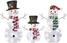 Amazon.com: 3-Piece 2D Lighted Christmas Snowman Family Set ...