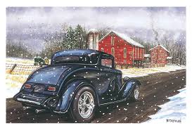 Hot Rods Christmas Cards X 750 One 1 Pack Of 10 Cards Envelopes Christmas Car Art Automotive Artwork Hot Rod Christmas Cards