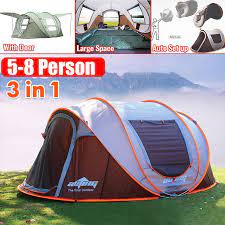 3 8 People Portable Waterproof Automatic Setting Family Camping Tent Windproof And Moisture Proof Outdoor Uv Proof Snow Proof And Sun Proof Bag Carry Bag Exq In 2021 Family Tent Camping Tent Camping Waterproof Tent