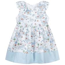 Magnolia Baby Blue Cotton Baby Dress Childrensalon Outlet