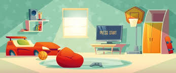 Bedroom, bathroom, kitchen, living room, toilet, office. Game Console In Kid Room Vector Illustra Free Vector Freepik Freevector Background Car Boo Room Vector Backgrounds Anime Anime Drawings For Beginners