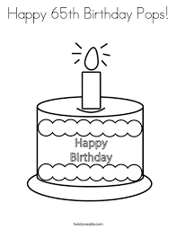Vector holiday outline illustration with cute animal. Happy 65th Birthday Pops Coloring Page Twisty Noodle
