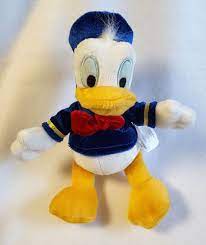 Donald Duck Plush Stuffed Animal Disney Store Red Bow Tie White Fluffy Tail 9 Plush Stuffed Animals Plush Animals Animals