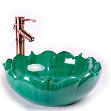 decorative lotus shaped green vessel