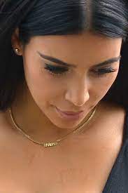 Kim Kardashian Nori Necklace Nameplate Necklace Gold Gold Bar Necklace Gold Diamond Necklace
