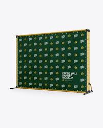 Download Press Wall Banner With Metallic Frame Mockup Halfside View In Outdoor Advertising Mockups On Yellow Images Object Mockups Frame Mockups Wall Banner Outdoor Advertising Mockup PSD Mockup Templates