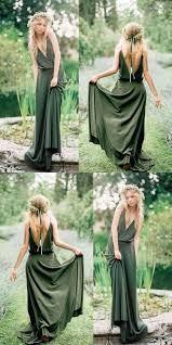 Boho Olive Green V Neck Long Bridesmaid Dresses Olive Green Bridesmaid Dresses Bridesmaid Dresses Boho Green Bridesmaid Dresses