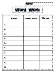 Word Work 3x Each Word Work First Grade Words Word Work Stations
