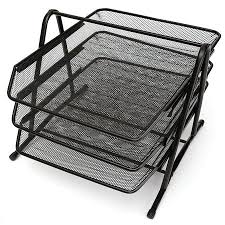 Easepres 5 slot desk organizer tray, mesh file paper letter tray desktop paper sorter literature organizer rack for home, office, or school, black. Caveen 3 Tiers Letter Trays Desk Organizer Black Mesh Paper Storage Document Organizer Walmart Canada