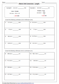 metric unit conversion worksheets