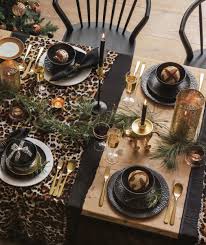 Bring Together Animal Print Fabrics With Black White And Gold For A Characterful Take On Chris Christmas Dining Table Christmas Table Christmas Table Settings