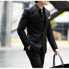 All Black 3 Piece Suit With Black Shirt 2 Button Matt Black Suit Set Jacket Pant Mens Outfits Mens Fashion Suits All Black Suit