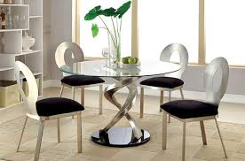 Clear tempered glass sitting on top is both durable and appealing at the same time, whereas the chrome middle support. Glass Dining Room Table Set Wild Country Fine Arts