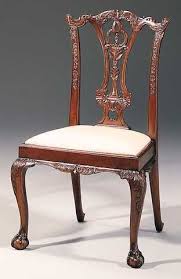 Carved Mahogany Chippendale Style Side Chair With Cabriole Leg And Moire Upholstery Muebles Antiguos Muebles Sillas