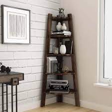 Corner ladder scale walls or reach high places easily with the help of a quality ladder. Cameroon Contemporary 5 Shelf Solid Wood Corner Ladder Bookcase