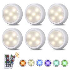 Tomshine Led Puck Lights With 2 Remote Control Wireless Led Under Cabinet Lighting Battery Operated Rgbw Dimmable Timing Under Counter Lights For Kitchen Closet Wall 6 Pack Battery Not Included