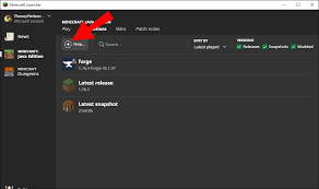 Click the arrow to expand the profile menu next to the play button. How To Install Minecraft Forge On A Windows Or Mac Pc