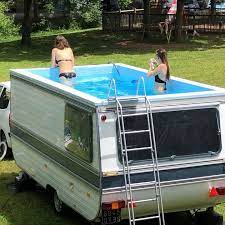 French Artist Benedetto Bufalino Transformed An Old Rv Caravan Into A Fully Functioning Swimming Pool Plus He Restores Swimming Pools Pool Bushcraft Camping
