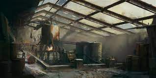 One of a bedroom in daylight, another at night with uv lights. Dying Light 2 Concept Art Scavengers Pool Dyinglight