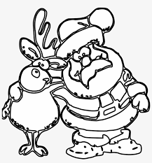 Hier findest du viele malvorlagen zum ausmalen rund um winter , nikolaus, advent und weihnachten. Reindeer Clipart Black And White Weihnachtsmann Mit Rentier Zum Ausmalen 1969x2672 Png Download Pngkit